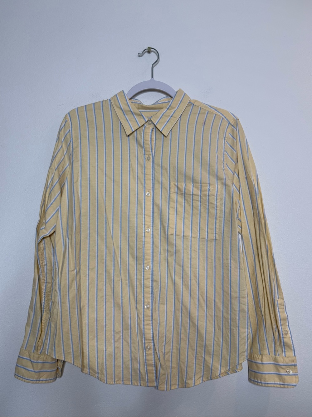 Vineyard Vines Classic Oxford Pin Stripe Button Down Butter Yellow Baby Blue